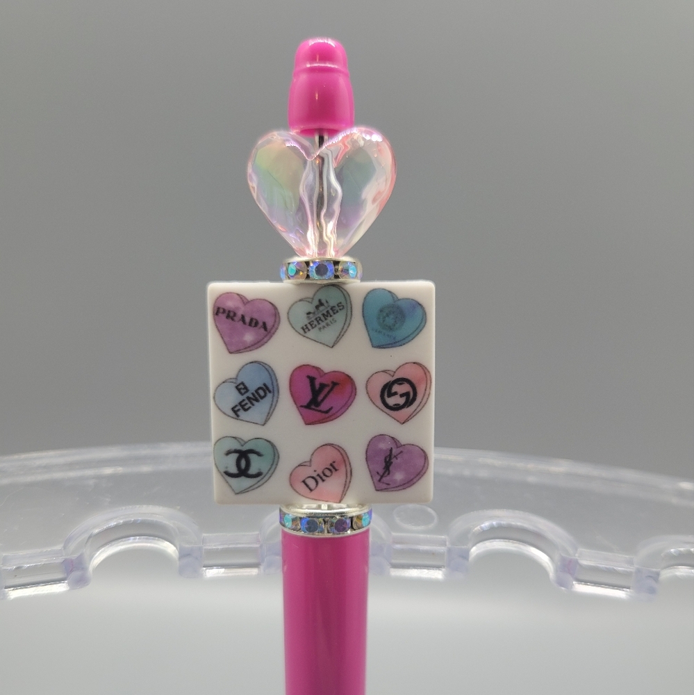 Pink Designer Heart Charm Pen